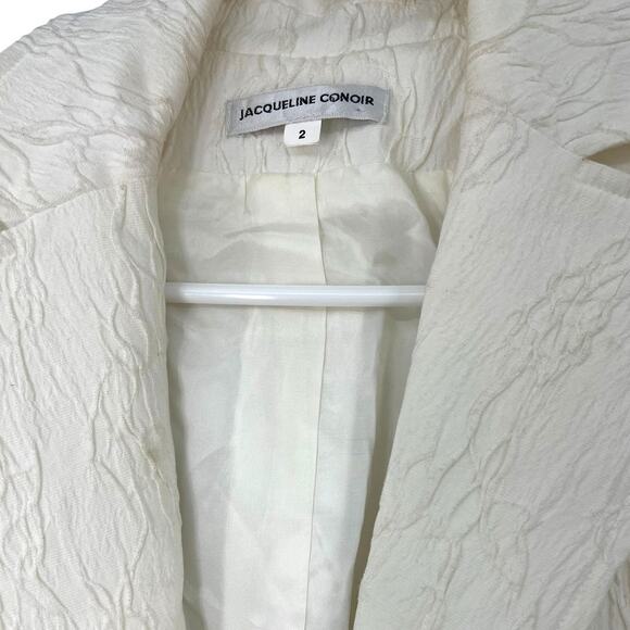 Jacqueline CONOIR | 2 / S| brocade Turlington blazer Textured One Button Ivory - Picture 5 of 8